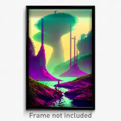 Pixel Art Poster - Villainous Wetland (8 Bit Psychedelic Video Game Print)