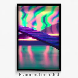 Pixel Art Poster - Glitchy Bridge (8 Bit Psychedelic Trippy Video Game Print)