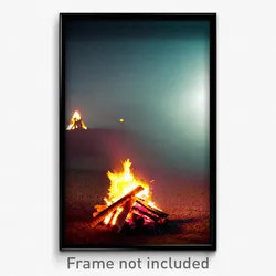 Pixel Art Poster - Lonely Bonfire (8 Bit Psychedelic Trippy Video Game Print)