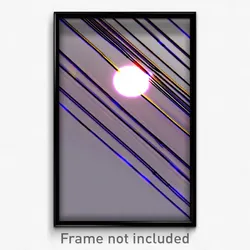 Pixel Art Poster - Wire Frame Glitchy Moon (8 Bit Psychedelic Video Game Print)