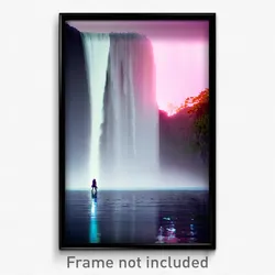 Pixel Art Poster - White Waterfall (8 Bit Psychedelic Trippy Video Game Print)