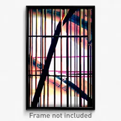 Pixel Art Poster - Complex Wire Frame Room (8 Bit Psychedelic Video Game Print)