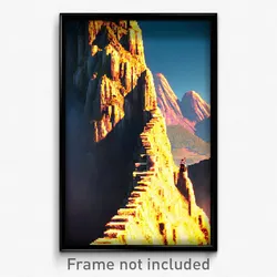 Pixel Art Poster - Narrow Mountain (8 Bit Psychedelic Trippy Video Game Print)
