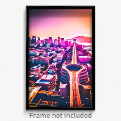 Pixel Art Poster - Curvy San Francisco (8 Bit Psychedelic Video Game Print)