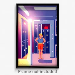Pixel Art Poster - Buoyant Locker Room (8 Bit Psychedelic Video Game Print)