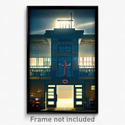 Pixel Art Poster - Nautical Hospital (8 Bit Psychedelic Trippy Video Game Print)