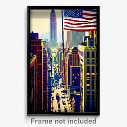 Pixel Art Poster - Impeccable American City (8 Bit Psychedelic Video Game Print)