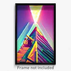 Pixel Art Poster - Triangular Cruise (8 Bit Psychedelic Trippy Video Game Print)