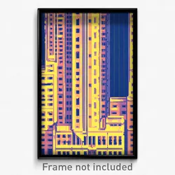 Pixel Art Poster - Rectangular New York (8 Bit Psychedelic Video Game Print)