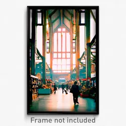 Pixel Art Poster - Important Marketplace (8 Bit Psychedelic Video Game Print)