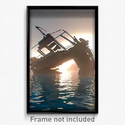 Pixel Art Poster - Arctic Sea Wreck (8 Bit Psychedelic Trippy Video Game Print)