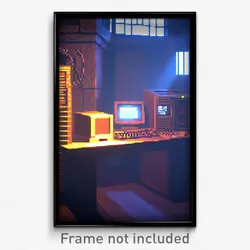 Pixel Art Poster - Ancient Computer (8 Bit Psychedelic Trippy Video Game Print)