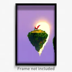 Pixel Art Poster - Flying Karst (8 Bit Psychedelic Trippy Video Game Print)