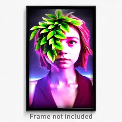 Pixel Art Poster - Leafy Head (8 Bit Psychedelic Trippy Weird Video Game Print)