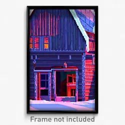 Pixel Art Poster - Frozen Shack Tenement (8 Bit Psychedelic Video Game Print)