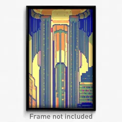 Pixel Art Poster - Mushy Metropolis (8 Bit Psychedelic Trippy Video Game Print)