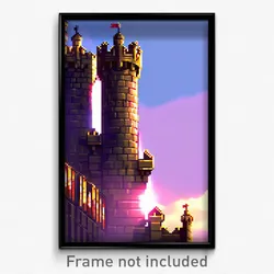 Pixel Art Poster - Esteemed Battlements (8 Bit Psychedelic Video Game Print)