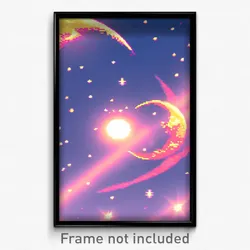 Pixel Art Poster - Noted Moon Battle (8 Bit Psychedelic Trippy Video Game Print)