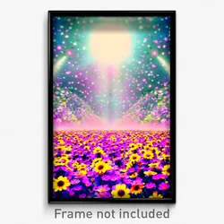 Pixel Art Poster - Flowery Hyperspace (8 Bit Psychedelic Video Game Print)