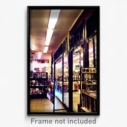 Pixel Art Poster - Lovely Vinyl Store (8 Bit Psychedelic Video Game Print)