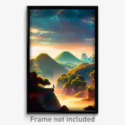 Pixel Art Poster - Exotic Landscape (8 Bit Psychedelic Trippy Video Game Print)
