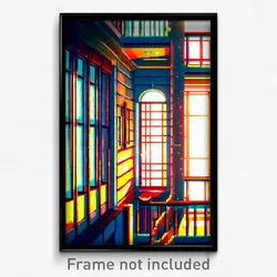 Pixel Art Poster - Stained Balcony (8 Bit Psychedelic Trippy Video Game Print)