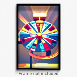 Pixel Art Poster - Puzzling Wheel (8 Bit Psychedelic Trippy Video Game Print)