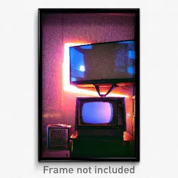 Pixel Art Poster - Old Television (8 Bit Psychedelic Trippy Video Game Print)