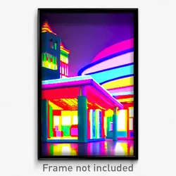 Pixel Art Poster - Colorful Pavillion (8 Bit Psychedelic Video Game Print)