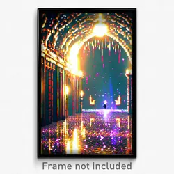 Pixel Art Poster - Sparkling Catacombs (8 Bit Psychedelic Video Game Print)
