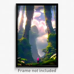 Pixel Art Poster - Vibrating Cloud Forest (8 Bit Psychedelic Video Game Print)