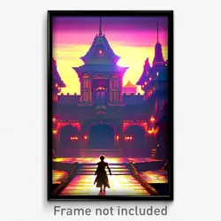 Pixel Art Poster - Deadly Palace (8 Bit Psychedelic Trippy Video Game Print)