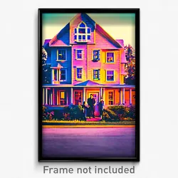 Pixel Art Poster - Wiry House (8 Bit Psychedelic Trippy Weird Video Game Print)
