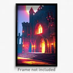 Pixel Art Poster - Strange Priory (8 Bit Psychedelic Trippy Video Game Print)
