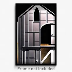 Pixel Art Poster - Gray Cathouse (8 Bit Psychedelic Trippy Video Game Print)