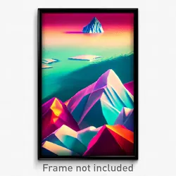 Pixel Art Poster - Colorful Iceberg (8 Bit Psychedelic Trippy Video Game Print)