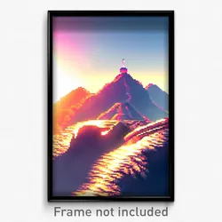 Pixel Art Poster - Vibrating Mountain (8 Bit Psychedelic Video Game Print)
