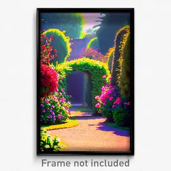 Pixel Art Poster - Far Garden (8 Bit Psychedelic Trippy Weird Video Game Print)