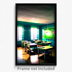 Pixel Art Poster - Slimy Classroom (8 Bit Psychedelic Trippy Video Game Print)