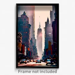 Pixel Art Poster - Dramatic New York (8 Bit Psychedelic Trippy Video Game Print)
