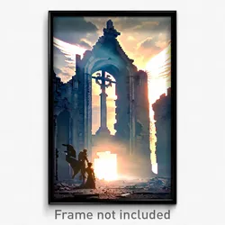 Pixel Art Poster - Angelic Ruin (8 Bit Psychedelic Trippy Video Game Print)