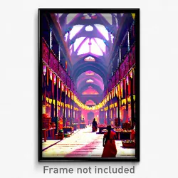 Pixel Art Poster - Webbed Bazaar (8 Bit Psychedelic Trippy Video Game Print)