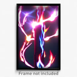 Pixel Art Poster - Electric Flame (8 Bit Psychedelic Trippy Video Game Print)