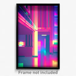 Pixel Art Poster - Glitchy Hotel (8 Bit Psychedelic Trippy Video Game Print)