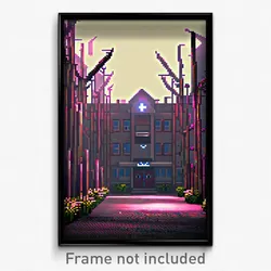 Pixel Art Poster - Thorny Hospital (8 Bit Psychedelic Trippy Video Game Print)