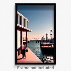 Pixel Art Poster - Stylish Wharf (8 Bit Psychedelic Trippy Video Game Print)