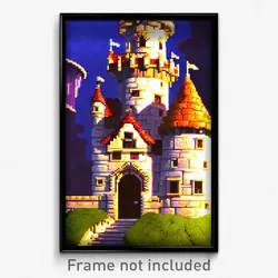 Pixel Art Poster - Nutty Castle (8 Bit Psychedelic Trippy Video Game Print)