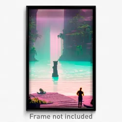 Pixel Art Poster - Well Made Lagoon (8 Bit Psychedelic Trippy Video Game Print)