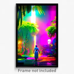 Pixel Art Poster - Colorful Oasis (8 Bit Psychedelic Trippy Video Game Print)