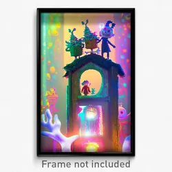 Pixel Art Poster - Whimsical Grotesque (8 Bit Psychedelic Video Game Print)